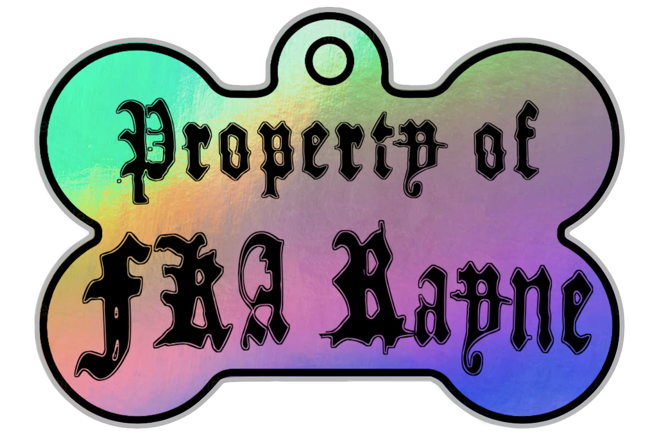 Holographic 'Property of FKA Rayne' sticker